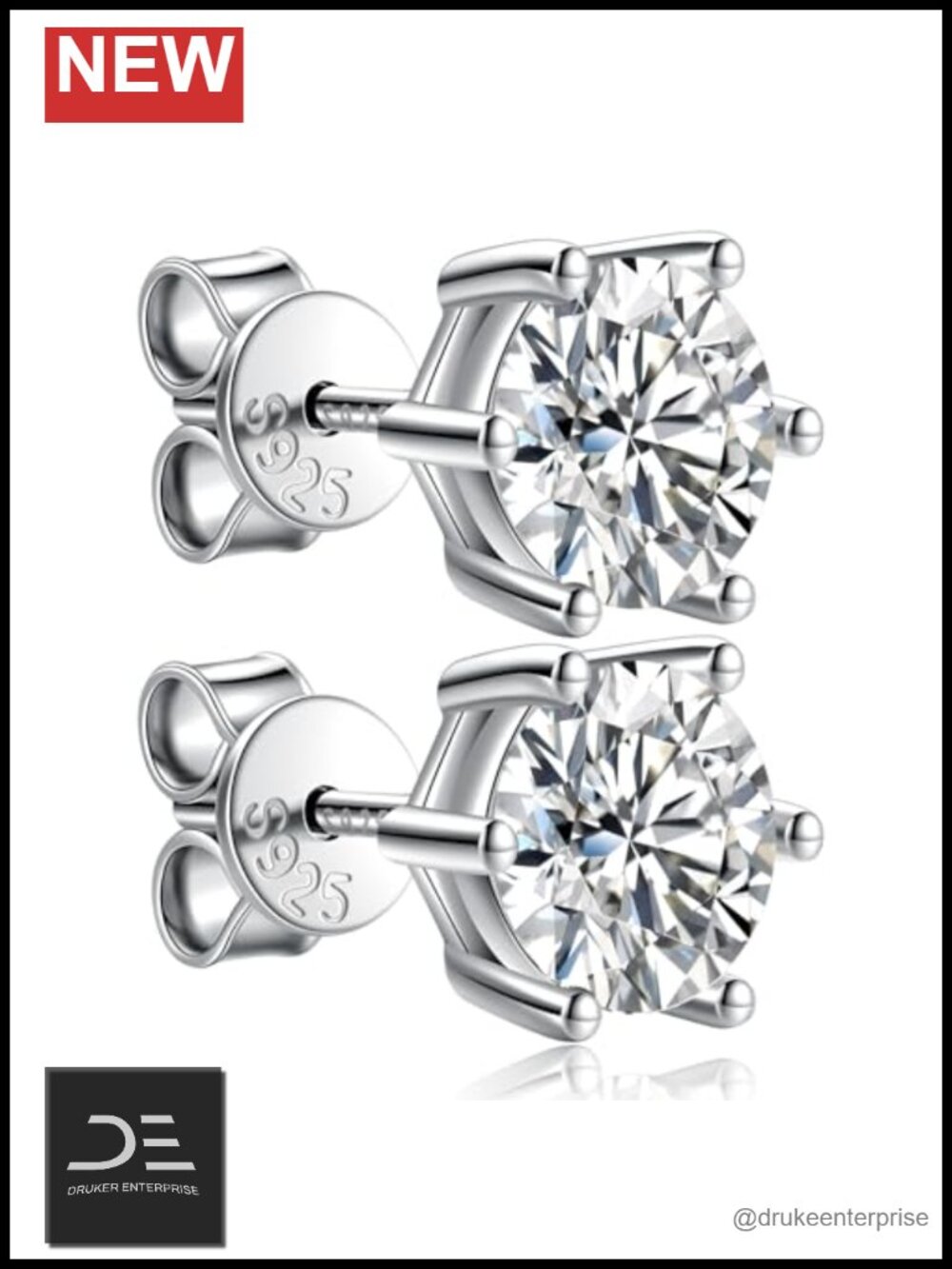 Moissanite Stud Earrings for Women 925 Sterling Silver 18K Platinum Gift